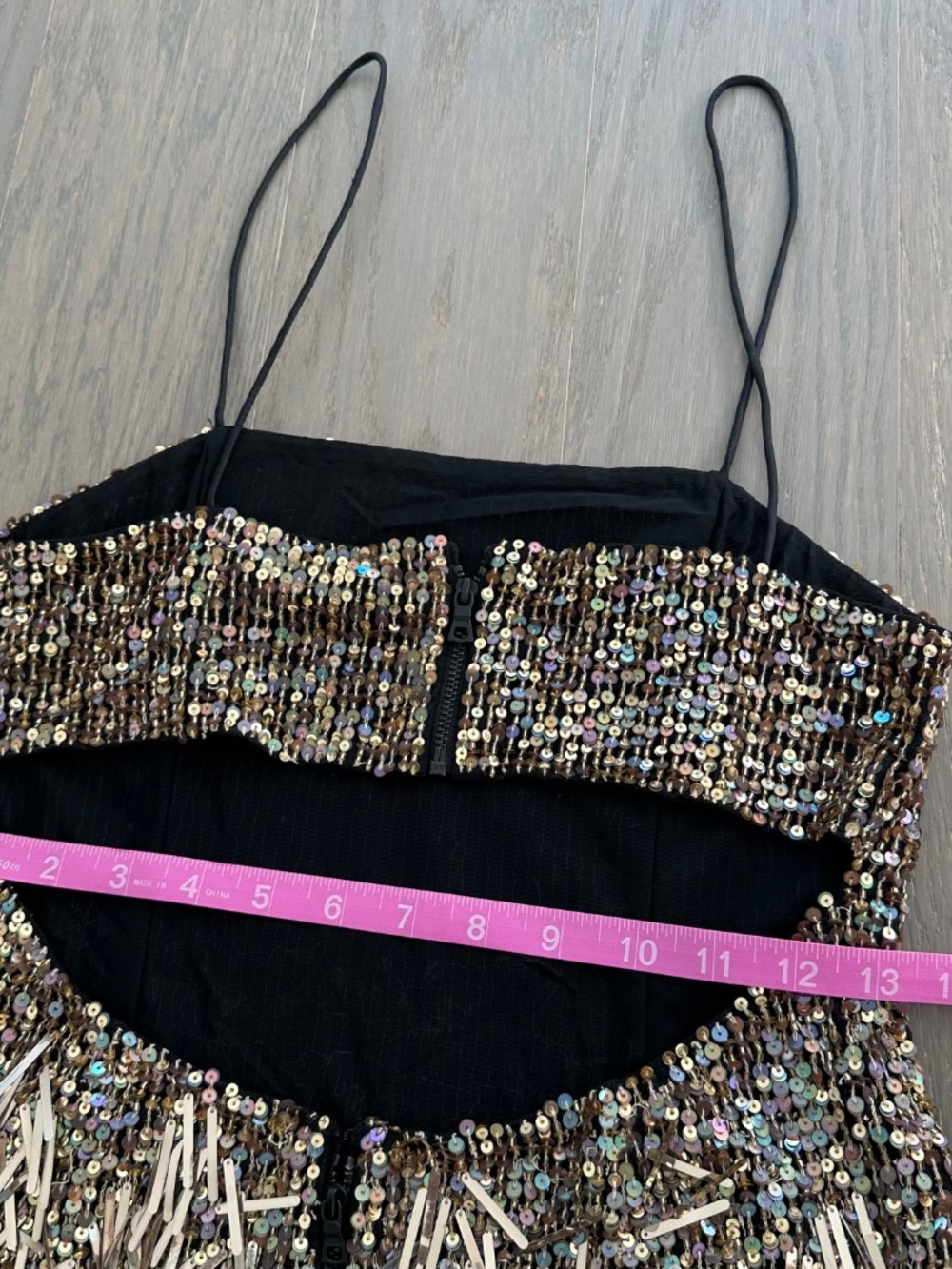 Alice + Olivia FIFI Gold Black Ombre Fringe Mini Dress EUC - Size 2 - Picture 9 of 11